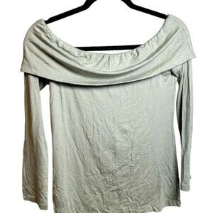 NWT YANA K Women’s Off Shoulder Long Sleeve  Blouse - Sage Green - Size OS
